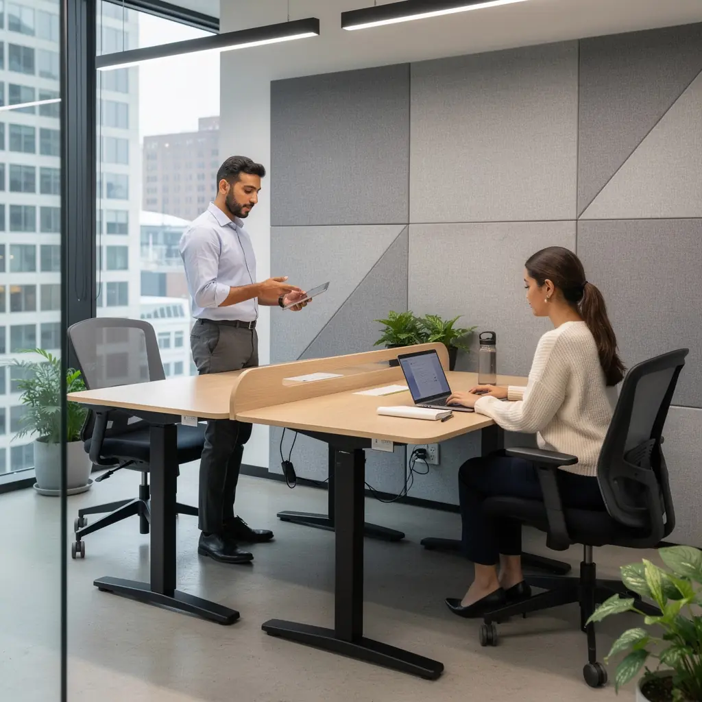 Przestrzeń konferencyjna z nowoczesnym wyposażeniem i odpowiednim oświetleniem.